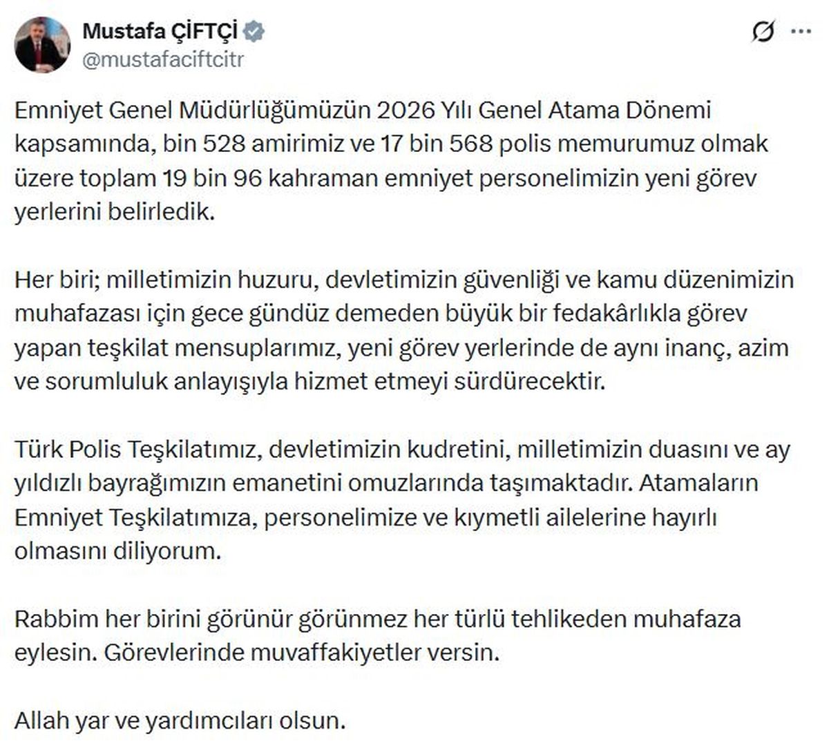 2026 Yılı Emniyet Atamaları Açıklandı