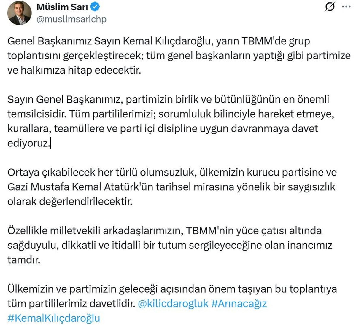 Kılıçdaroğlu TBMM’de Grup Toplantısı Yapacak